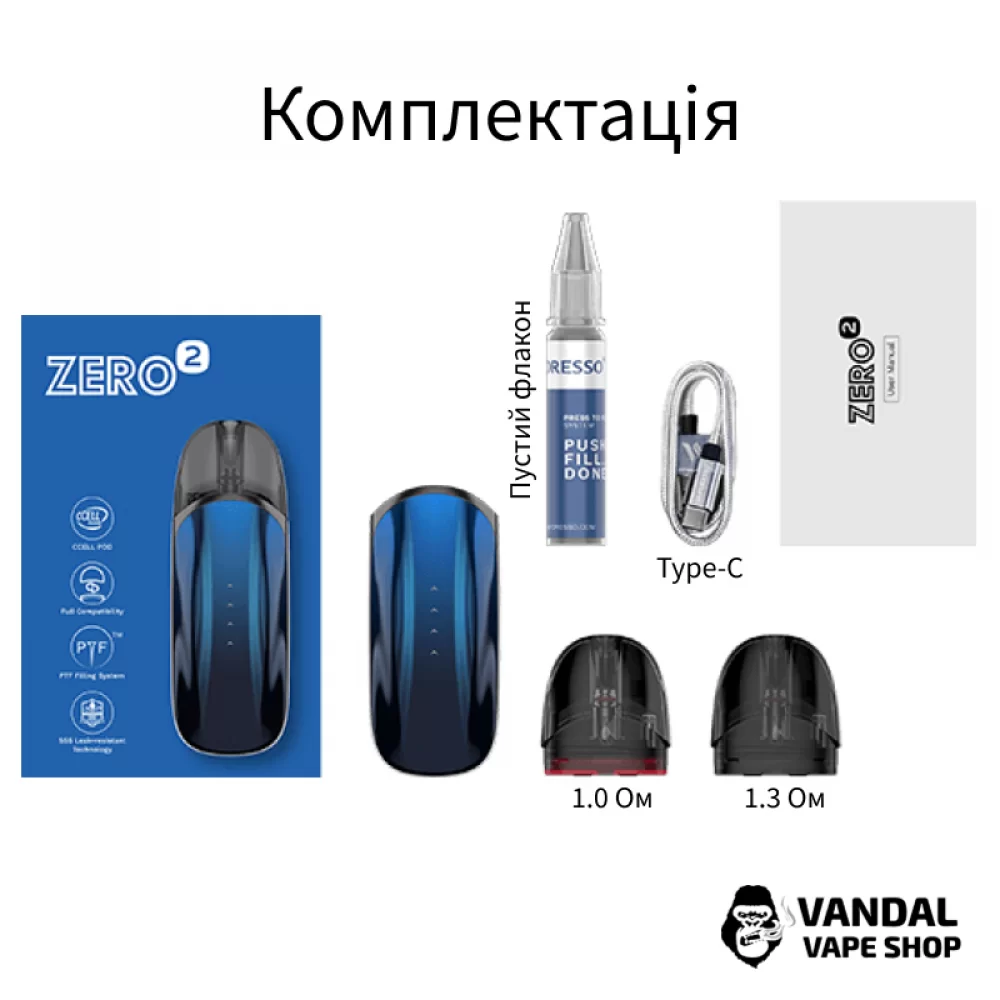 Pod-система Vaporesso ZERO 2 Pod Kit з ємністю батареї 800 mAh в червоному кольорі