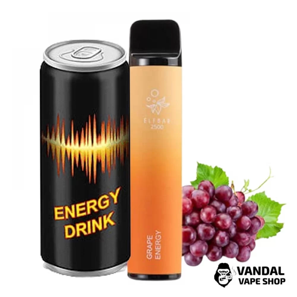 Одноразовий Pod Elf Bar 1400mAh 5% на 2500 затяжок зі смаком винограду з енергетиком Одноразовий Pod Elf Bar 1400mAh 5% на 2500 затяжок зі смаком винограду з енергетиком