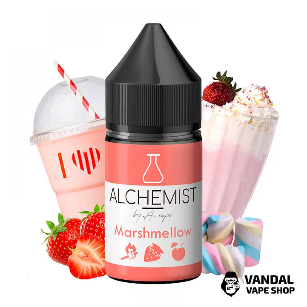 Рідина Alchemist Salt - 30 мл 50 мг на сольовому нікотині зі смаком полуничного мілкшейку з зефірками