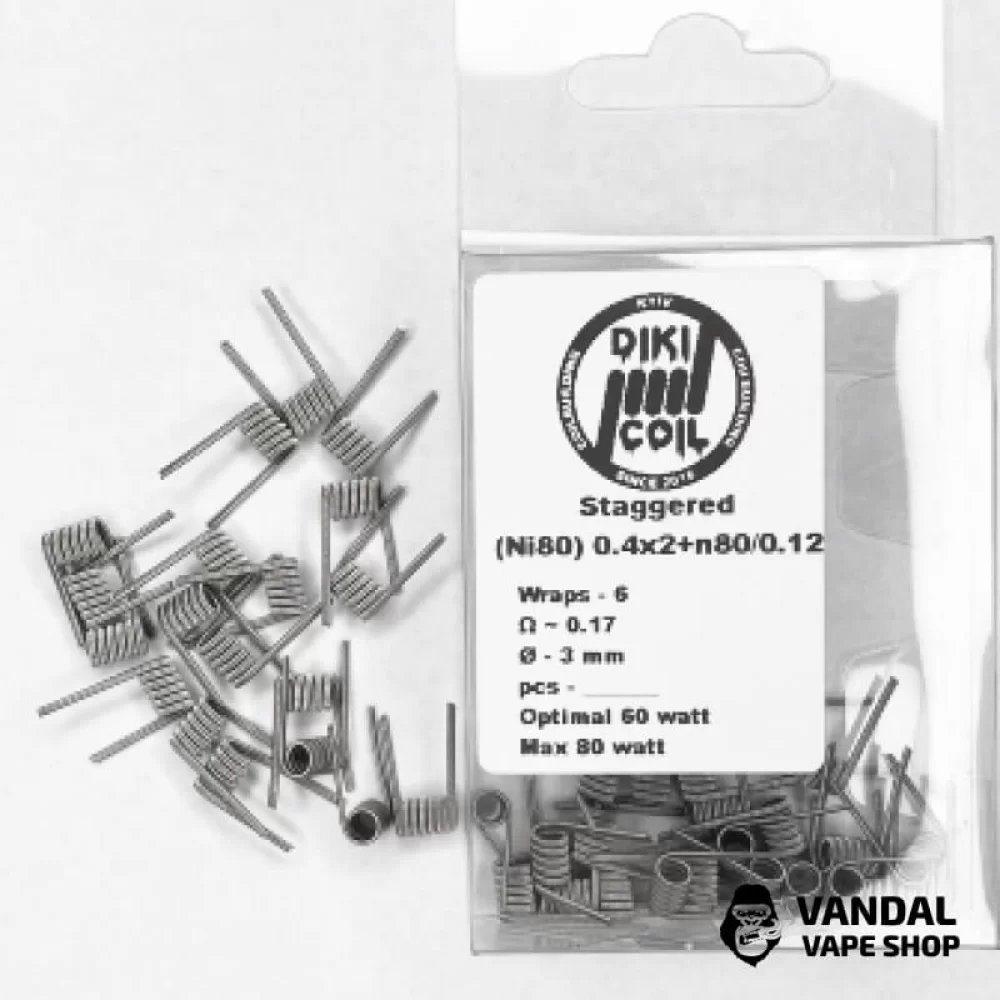 Готовая спираль Staggered 0,17 Ohm (Ni80) 0.4x2+n80/0.12