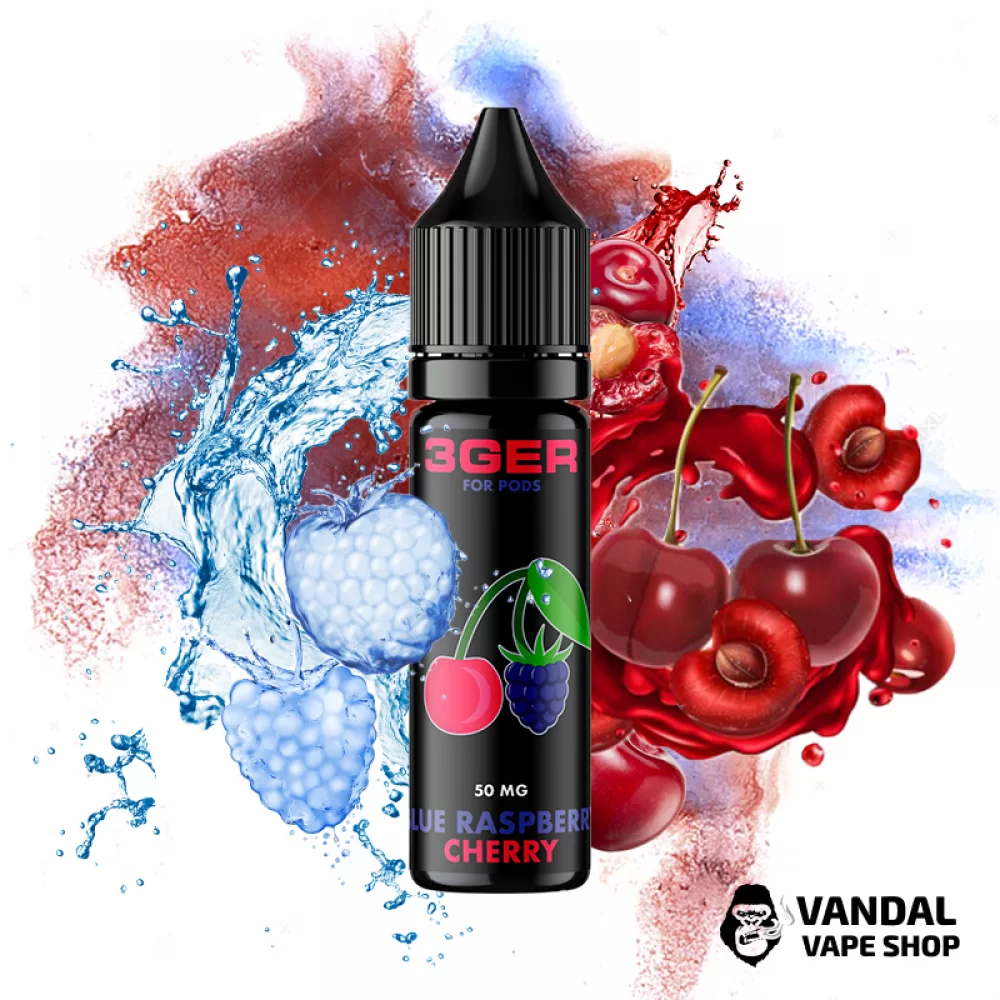 РІДИНА 3Ger Salt - Blue Raspberry Cherry 15 мл 50 мг НА СОЛЬОВОМУ НІКОТИНІ З СМАКОМ голубої малини і вишні 