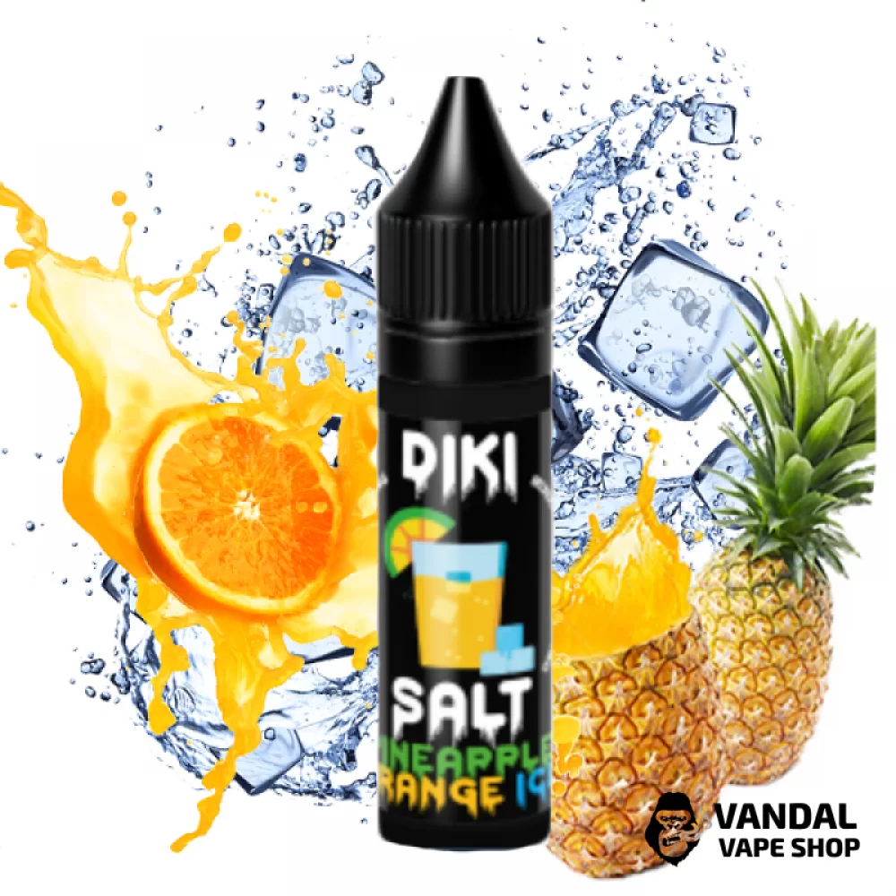 Жидкость Diki Salt 50мг, 15мл НА СОЛЕВОМ НИКОТИНЕ со вкусом ананаса и апельсина с холодком Жидкость Diki Salt 50мг, 15мл НА СОЛЕВОМ НИКОТИНЕ со вкусом ананаса и апельсина с холодком