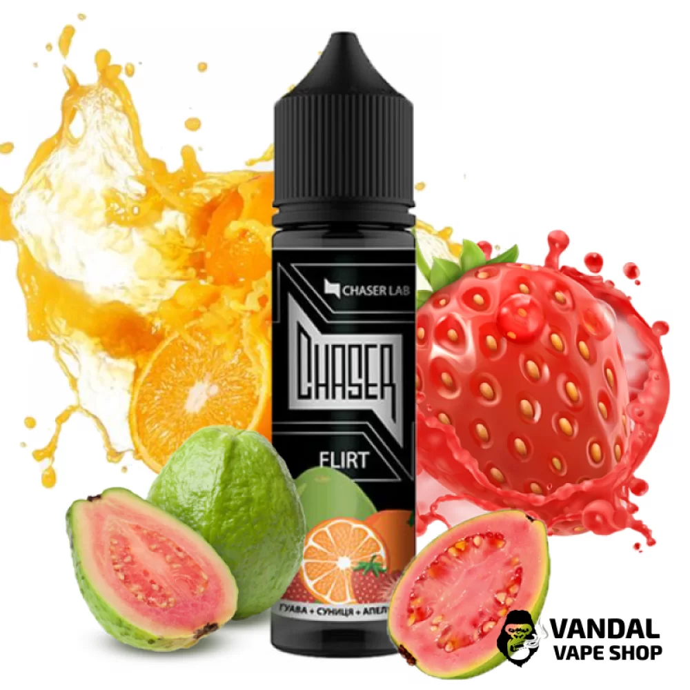 Жидкость Chaser Black Flirt 60 мл, 6 мг, на органическом никотине, со вкусом Гуавы, земляники и апельсина