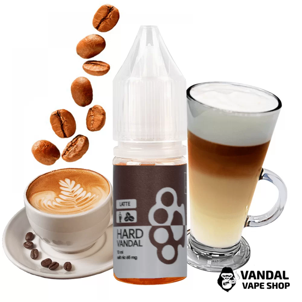Рідина HARD VANDAL - Latte 10 мл 65 мг НА СОЛЬОВОМУ НіКОТИНі зі смаком лате з холодком Рідина HARD VANDAL - Latte 10 мл 65 мг НА СОЛЬОВОМУ НіКОТИНі зі смаком лате з холодком