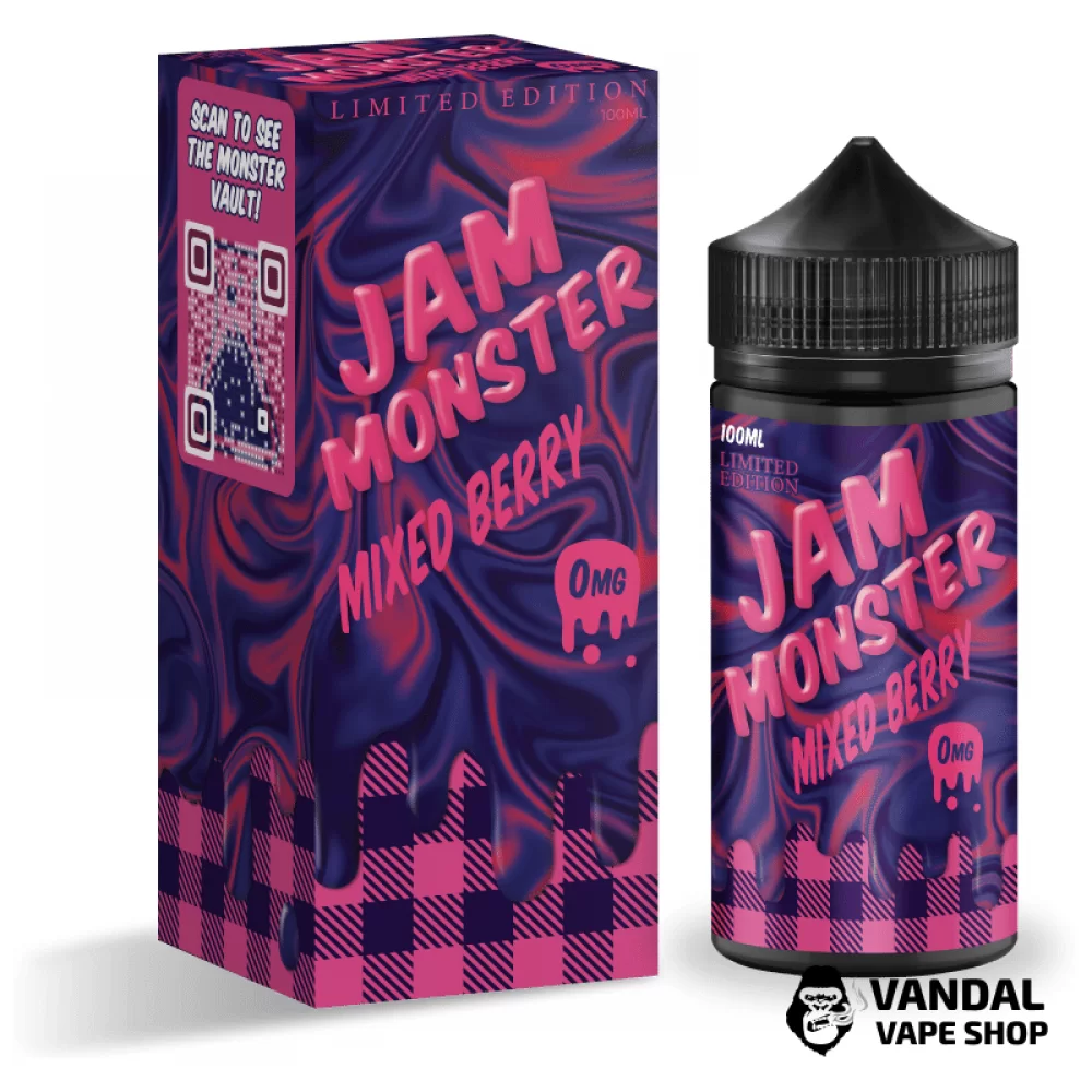 Премиальная солевая жидкость Jam Monster Salt 30 мл, 24 мг со вкусом ягодного джема Премиальная солевая жидкость Jam Monster Salt 30 мл, 24 мг со вкусом ягодного джема
