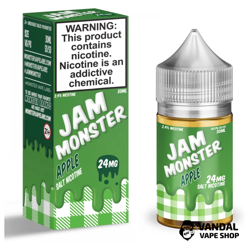Преміальна сольова рідина Jam Monster Salt 30 мл, 48 мг зі смаком яблучного джему Преміальна сольова рідина Jam Monster Salt 30 мл, 48 мг зі смаком яблучного джему