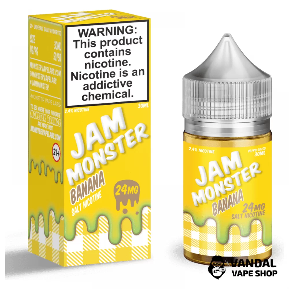 Премиальная солевая жидкость Jam Monster Salt 30 мл, 48 мг со вкусом бананового джема