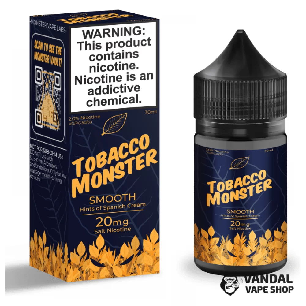 Премиальная солевая жидкость Tobacco Monster Salt 30 мл, 40 мг со вкусом табака и десерта "испанский крем" Премиальная солевая жидкость Tobacco Monster Salt 30 мл, 40 мг со вкусом табака и десерта "испанский крем"