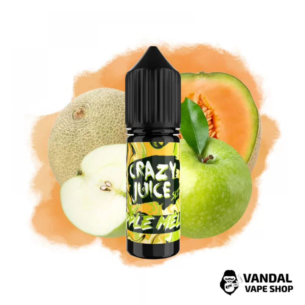 Рідина Crazy Juice Salt 15 мл на сольовому нікотині 50 мг зі смаком яблука і дині Рідина Crazy Juice Salt 15 мл на сольовому нікотині 50 мг зі смаком яблука і дині