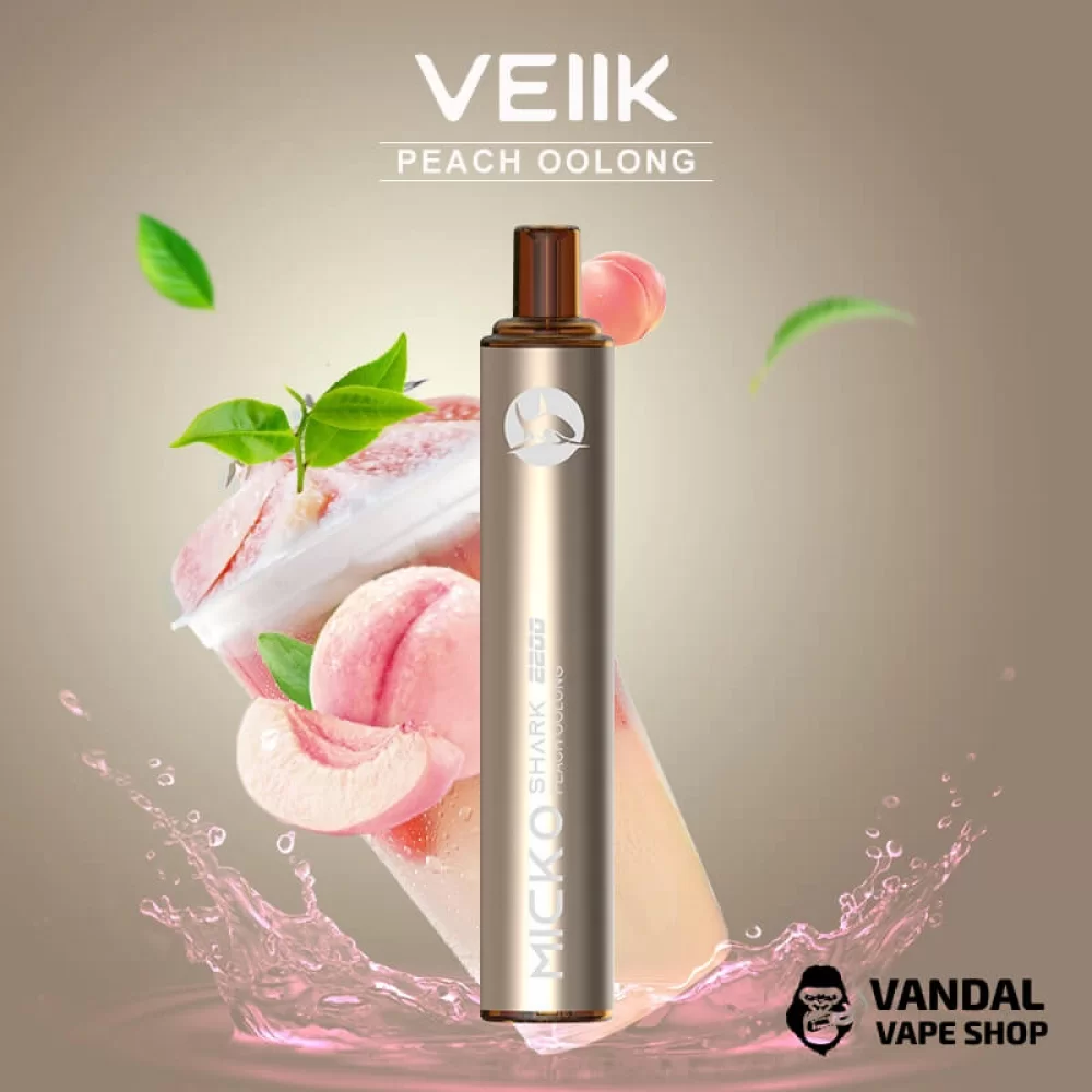 Одноразовая Pod-система VEIIK Micko Shark с крепостью никотина 5% со вкусом чая "Улун" с персиком