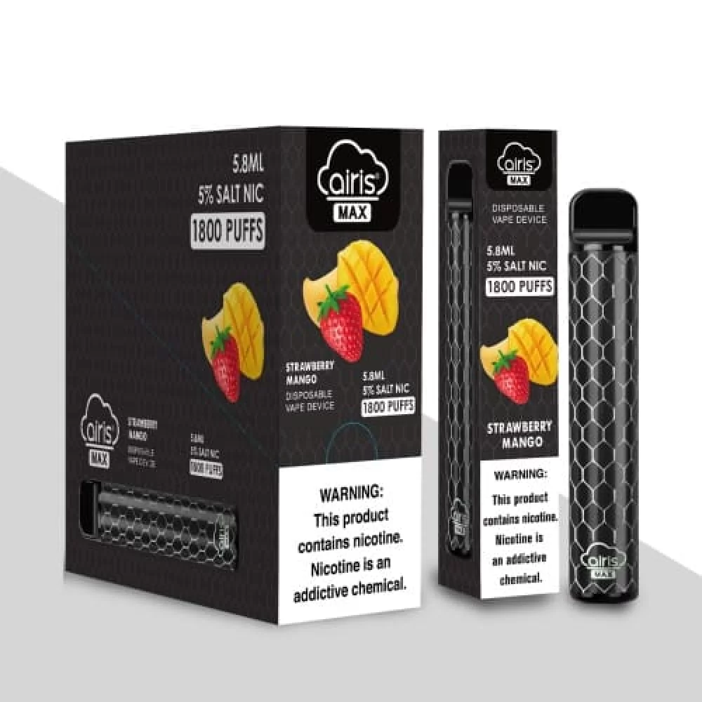 Одноразовая Pod система Airis Max Disposable Device 950mAh на 1800 затяжек со вкусом Клубники и манго Одноразовая Pod система Airis Max Disposable Device 950mAh на 1800 затяжек со вкусом Клубники и манго