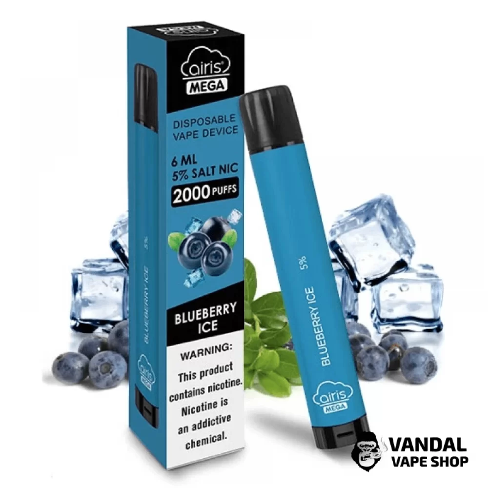 Одноразка Airis Mega 2000 Disposable Vape Blueberry Ice 5% со вкусом черники Одноразка Airis Mega 2000 Disposable Vape Blueberry Ice 5% со вкусом черники