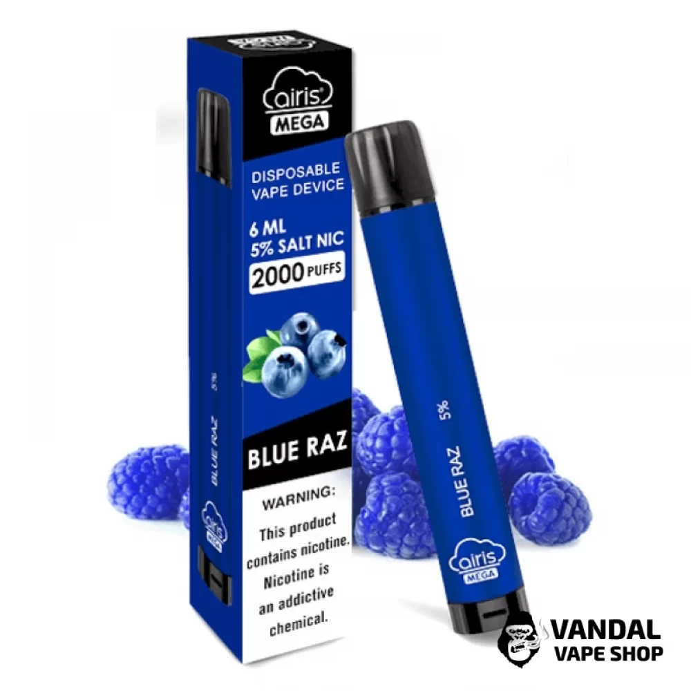Одноразка Airis Mega 2000 Disposable Vape Blue Razz 5% со вкусом голубой малины Одноразка Airis Mega 2000 Disposable Vape Blue Razz 5% со вкусом голубой малины