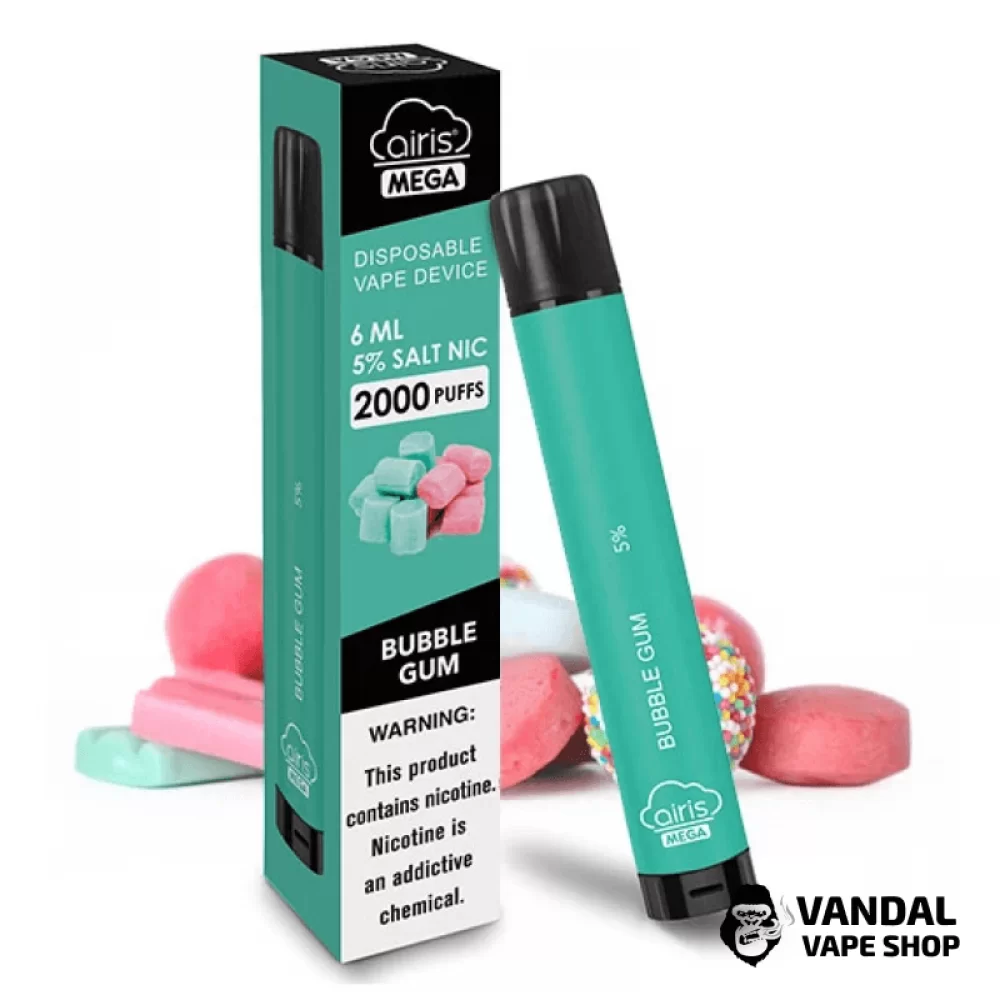 Одноразка Airis Mega 2000 Disposable Vape Bubble Gum 5% со вкусом жвачки бабл гам