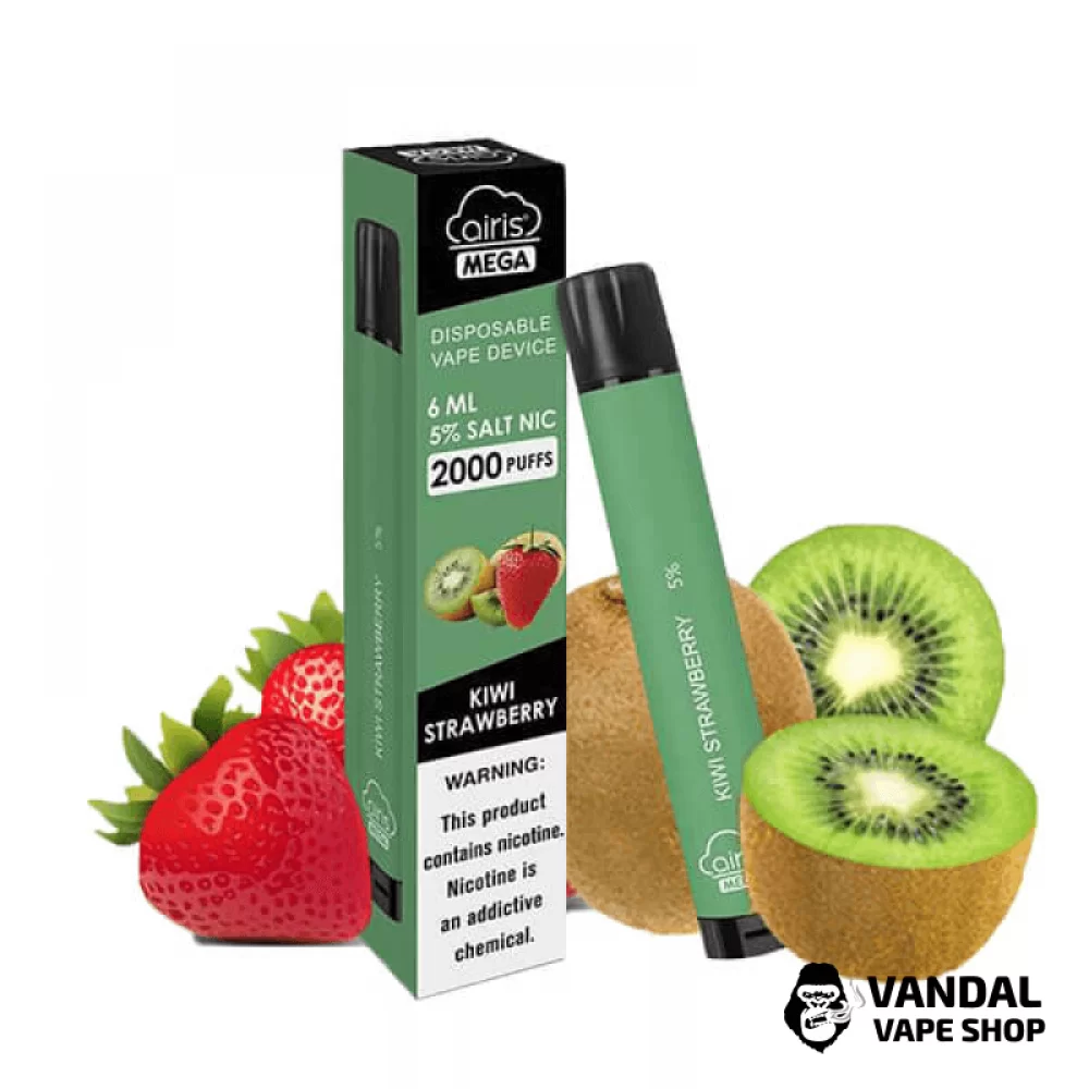 Одноразка Airis Mega 2000 Disposable Vape Kiwi Strawberry 5% со вкусом киви и клубники