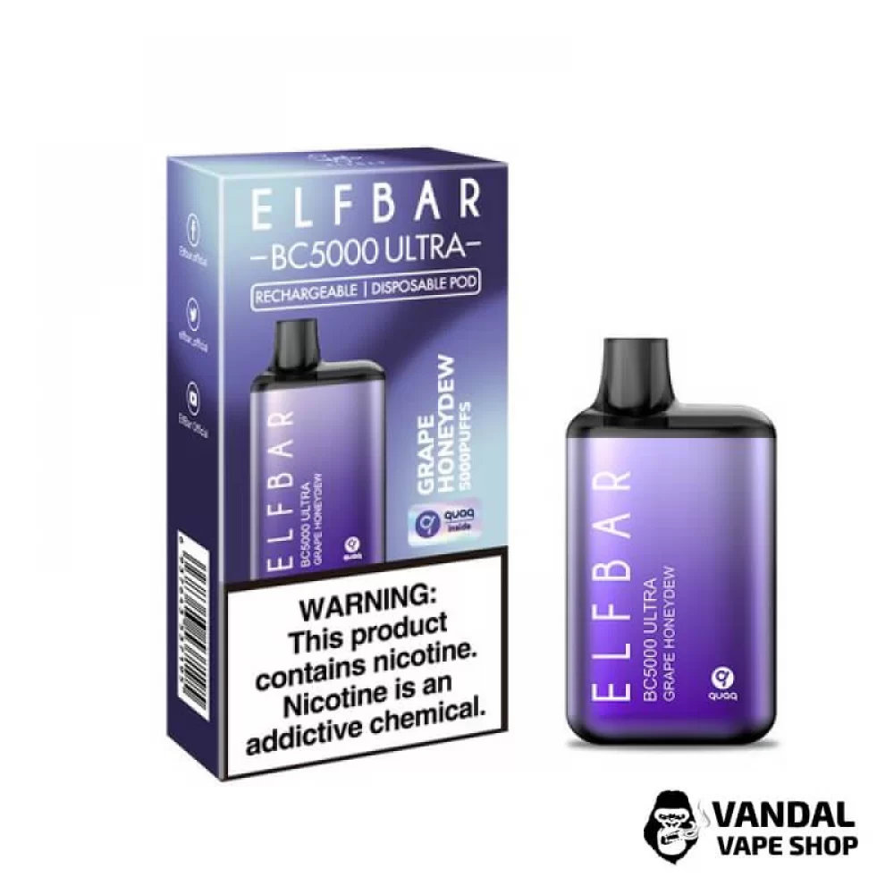 Одноразовый Elf Bar BC5000 Ultra 650 мАч 5% на 5000 затяжек со вкусом винограда и дыни