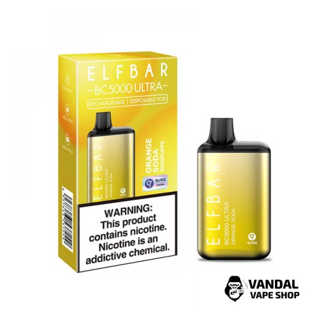 Одноразовий Pod Elf Bar BC5000 Ultra 650 мАг 5% на 5000 затяжок зі смаком апельсинової газованки