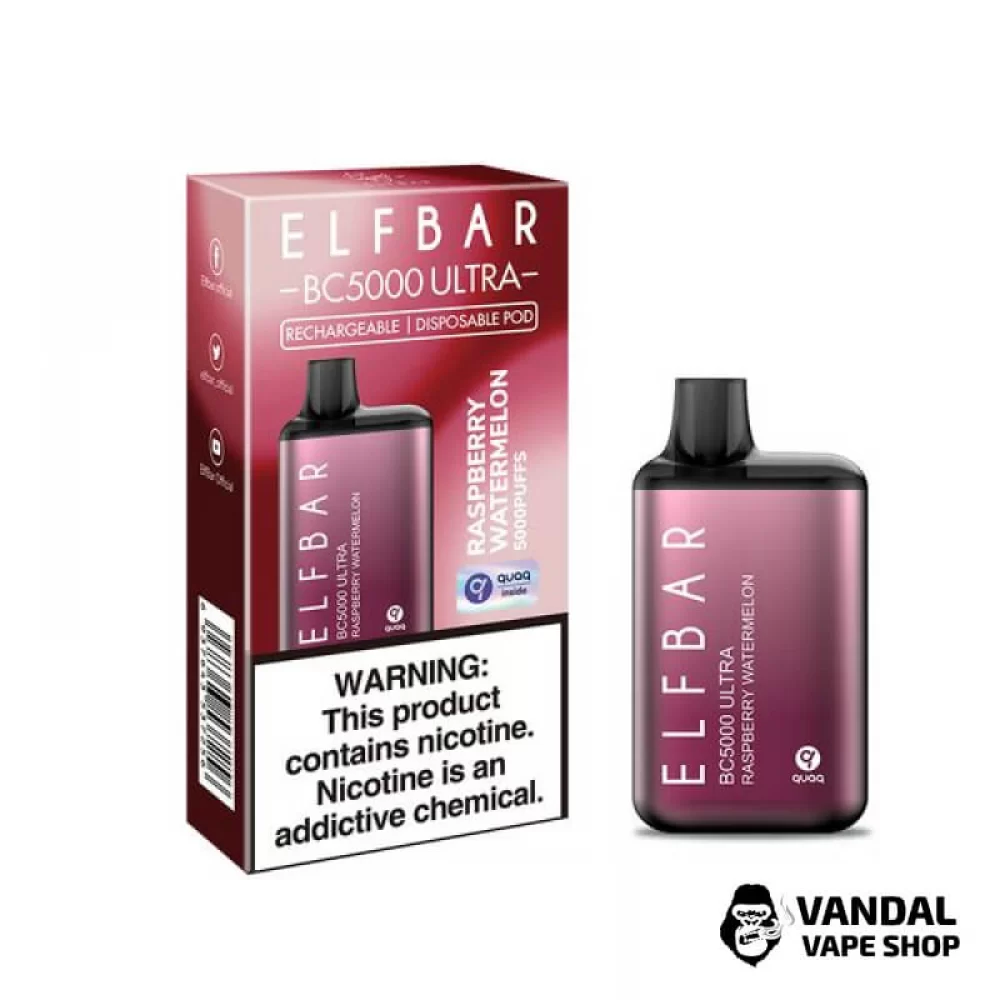 Одноразовый Elf Bar BC5000 Ultra 650 мАч 5% на 5000 затяжек со вкусом малины и арбуза