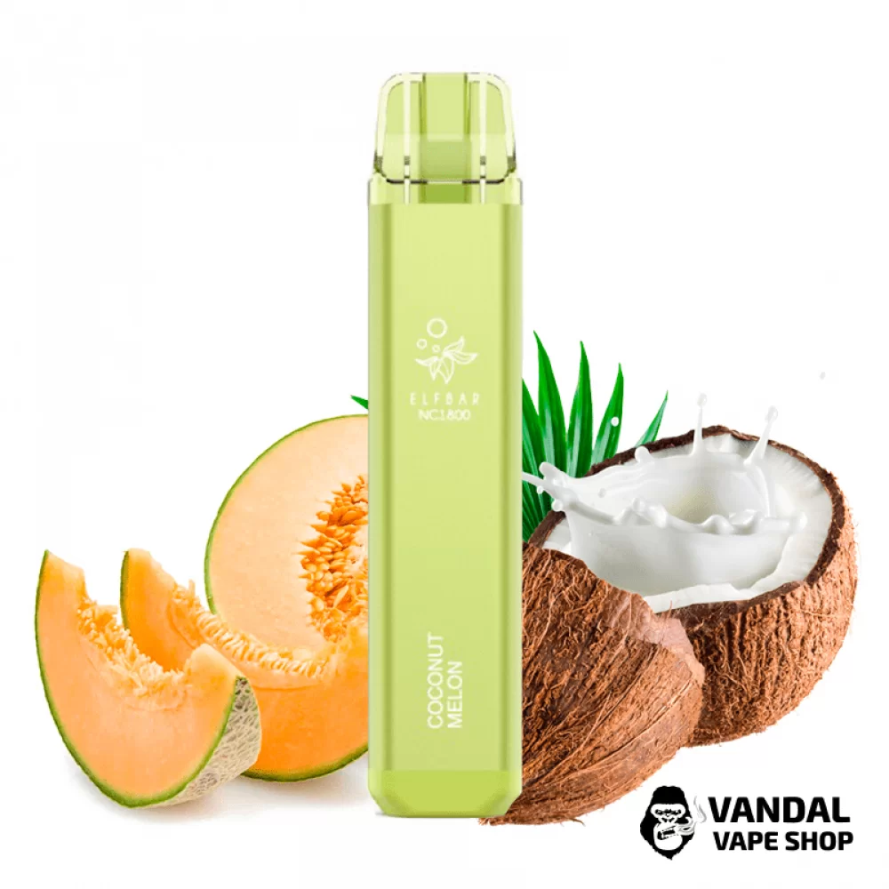 Одноразовий Pod Elf Bar NC1800 Disposable Device 950mAh 5% на 1800 затяжок зі смаком кокосу з динею