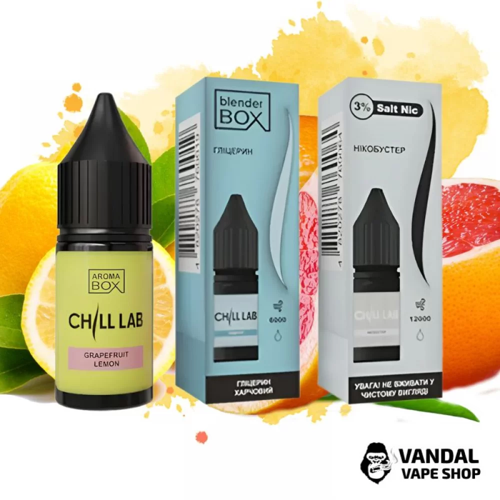 Набор для самозамеса Chill Lab 15 мл 30 мг со вкусом грейпфрута и лимона Набор для самозамеса Chill Lab 15 мл 30 мг со вкусом грейпфрута и лимона