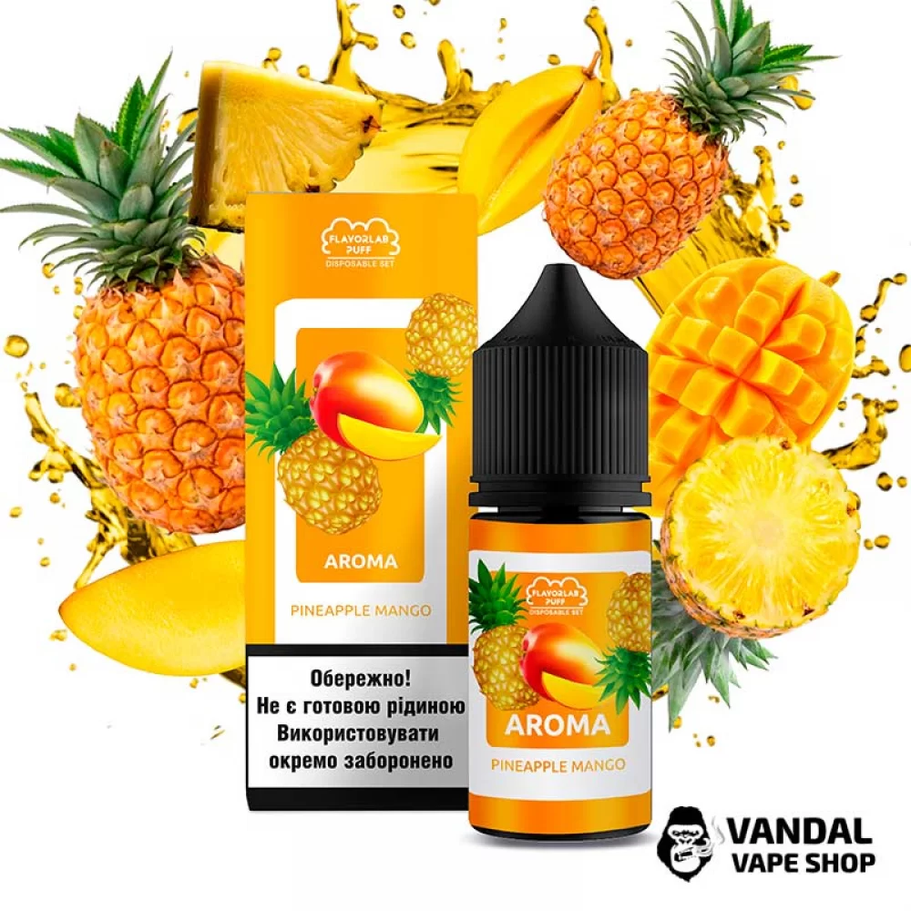 Набір Flavorlab Disposable Puff 30 мл 50 мг зі смаком манго та ананасу Набір Flavorlab Disposable Puff 30 мл 50 мг зі смаком манго та ананасу