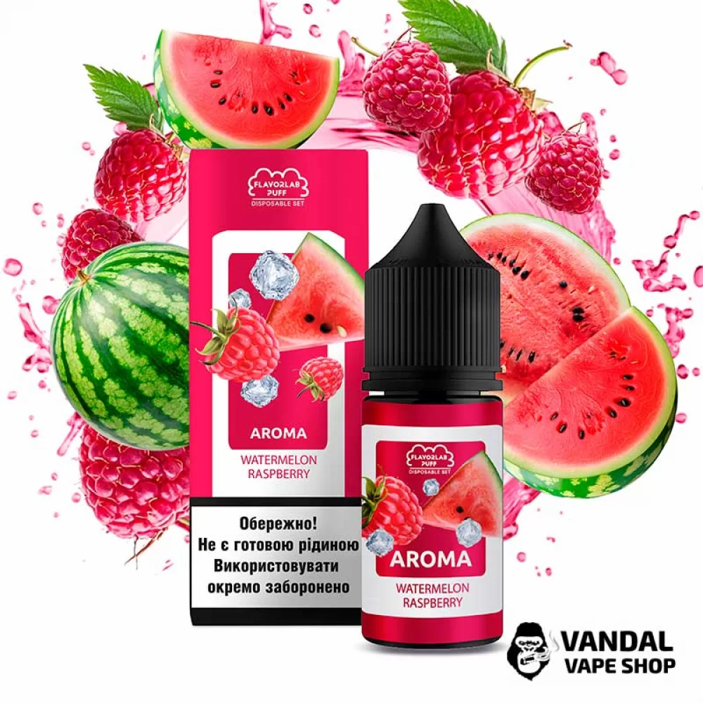 Набір Flavorlab Disposable Puff 30 мл 50 мг зі смаком кавуна та малини Набір Flavorlab Disposable Puff 30 мл 50 мг зі смаком кавуна та малини