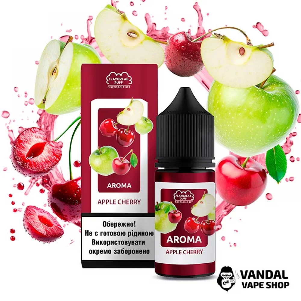 Набір Flavorlab Disposable Puff 30 мл 50 мг зі смаком яблука та вишні Набір Flavorlab Disposable Puff 30 мл 50 мг зі смаком яблука та вишні
