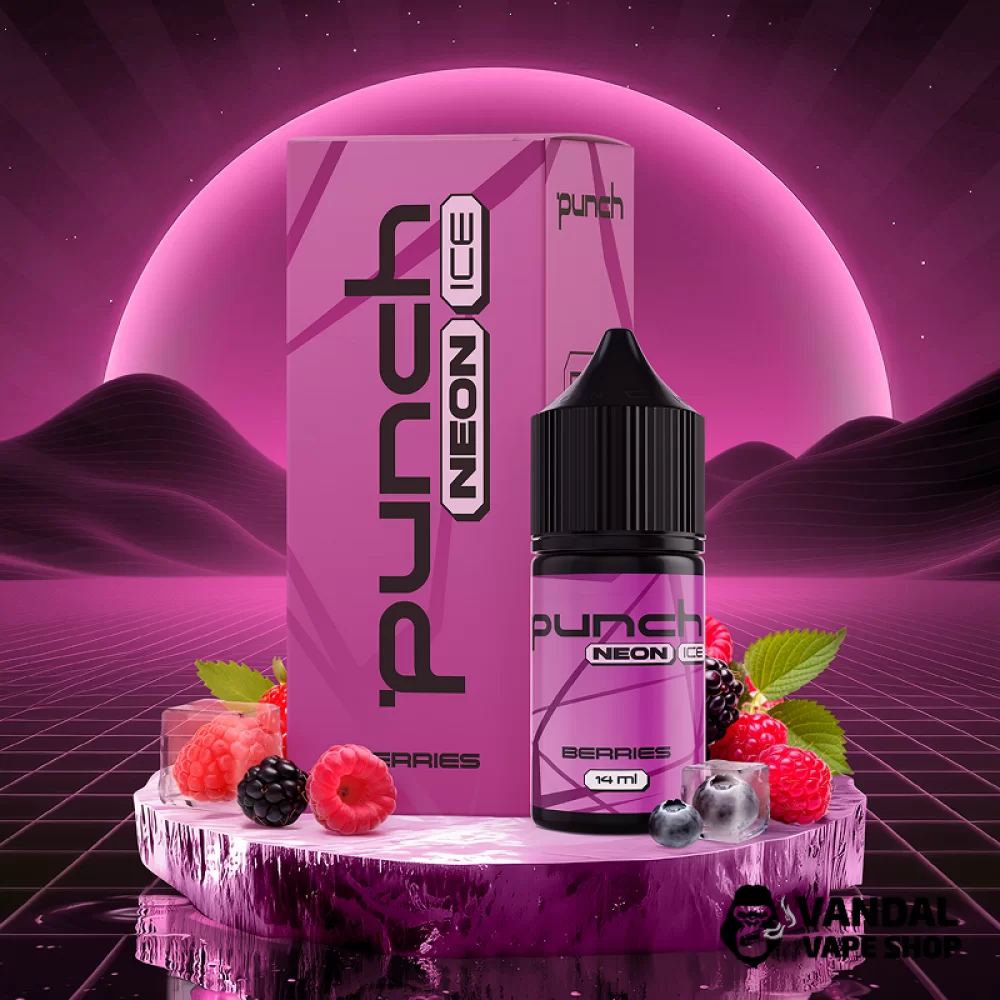 Набор Punch Neon Ice 30 мл 60 мг со вкусом ежевики, малины, черники со льдом