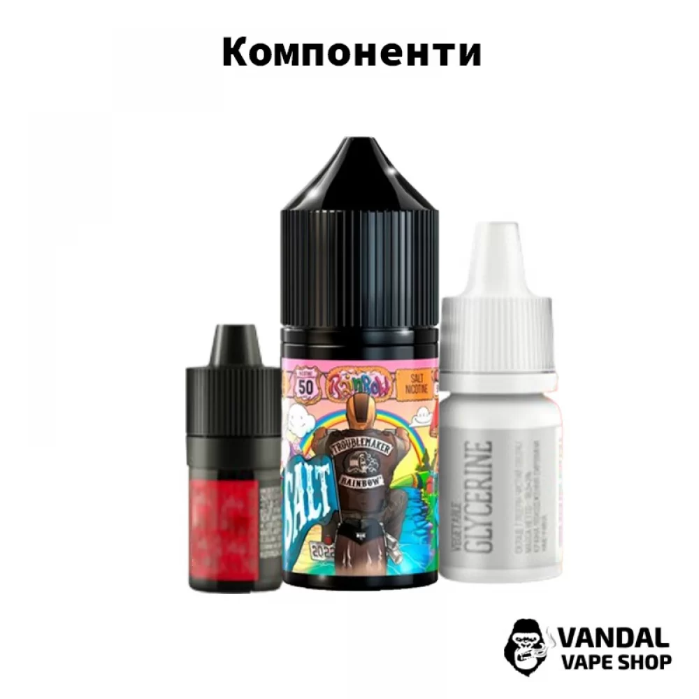 Набір для самозамісу Troublemaker Salt 30 мл 25 мг зі смаком ягідного пончика Набір для самозамісу Troublemaker Salt 30 мл 25 мг зі смаком ягідного пончика
