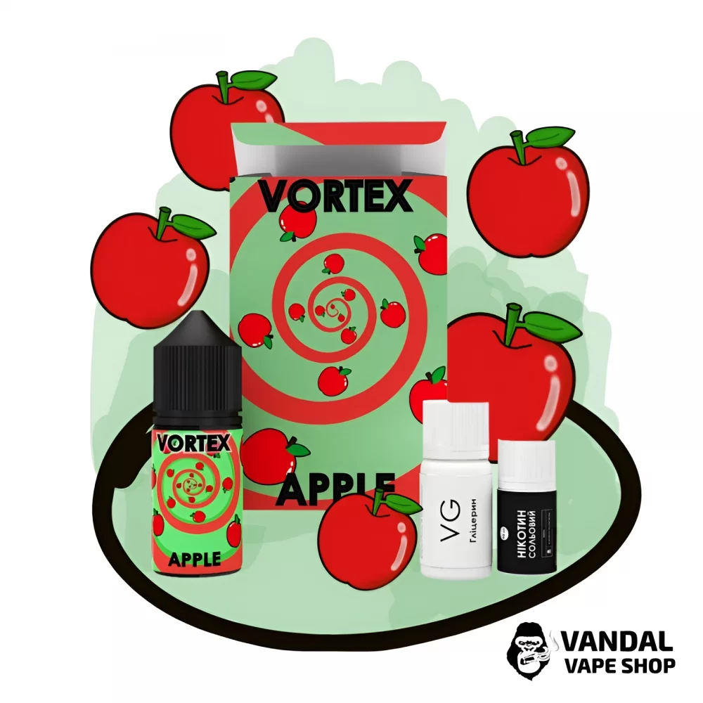 Набір для самозамісу Vortex 30 мл 65 мг зі смаком яблука Набір для самозамісу Vortex 30 мл 65 мг зі смаком яблука