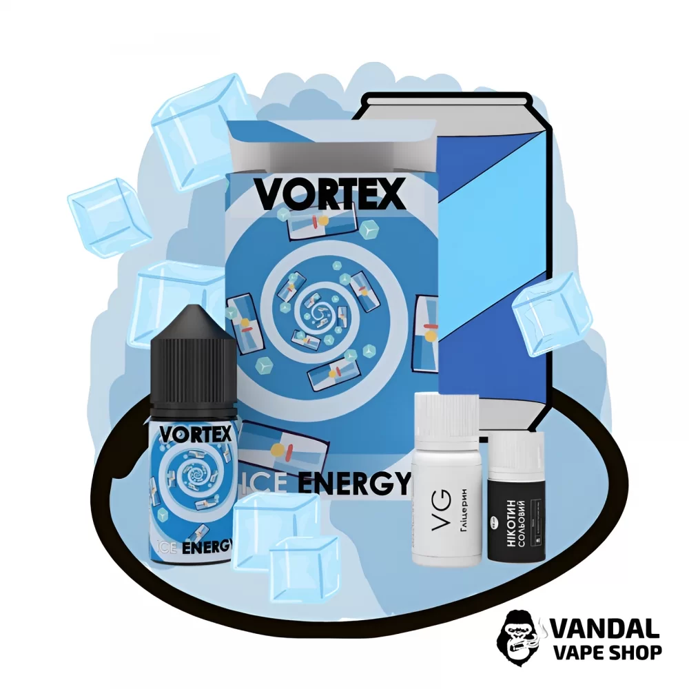 Набір для самозамісу Vortex 30 мл 25 мг зі смаком холодного енергетика Набір для самозамісу Vortex 30 мл 25 мг зі смаком холодного енергетика
