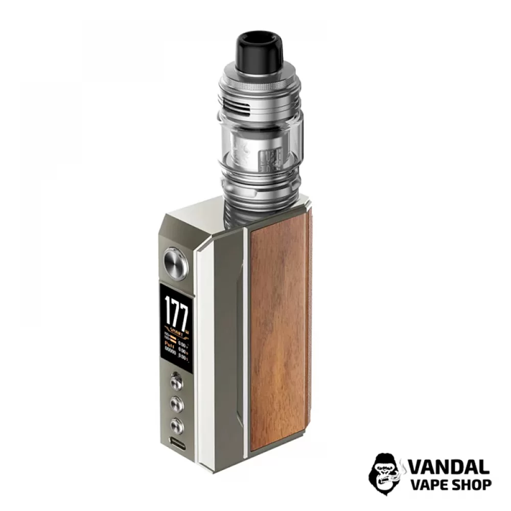 Оригинальный стартовый набор VooPoo Drag 4 177W в бледно-золотистом цвете со вставкой из орехового дерева Оригинальный стартовый набор VooPoo Drag 4 177W в бледно-золотистом цвете со вставкой из орехового дерева