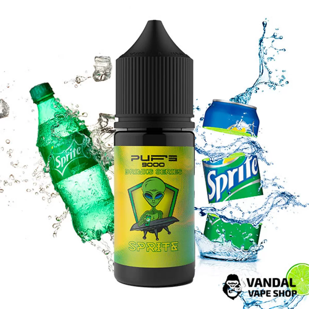 Жидкость PUFS 9000 30 мл на солевом никотине 10 мг со вкусом "Sprite"