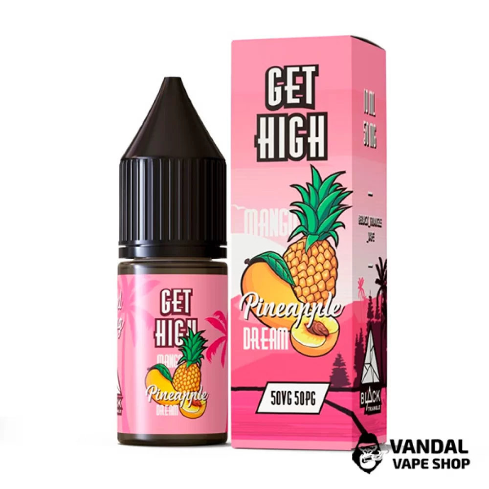 ЖИДКОСТЬ Get High - 10 мл НА СОЛЕВОМ НИКОТИНЕ 30 мг со вкусом ананаса, манго и персика ЖИДКОСТЬ Get High - 10 мл НА СОЛЕВОМ НИКОТИНЕ 30 мг со вкусом ананаса, манго и персика