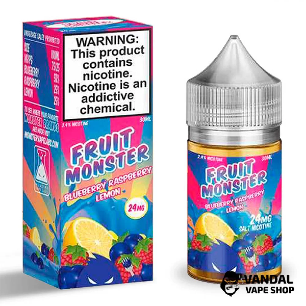 Преміальна сольова рідина Fruit Monster Salt 30 мл 48 мг зі смаком малини, чорниці та лимона