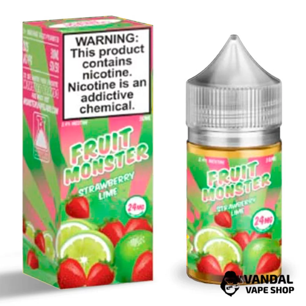 Премиальная солевая жидкость Fruit Monster Salt 30 мл 48 мг со вкусом клубники и лайма Премиальная солевая жидкость Fruit Monster Salt 30 мл 48 мг со вкусом клубники и лайма