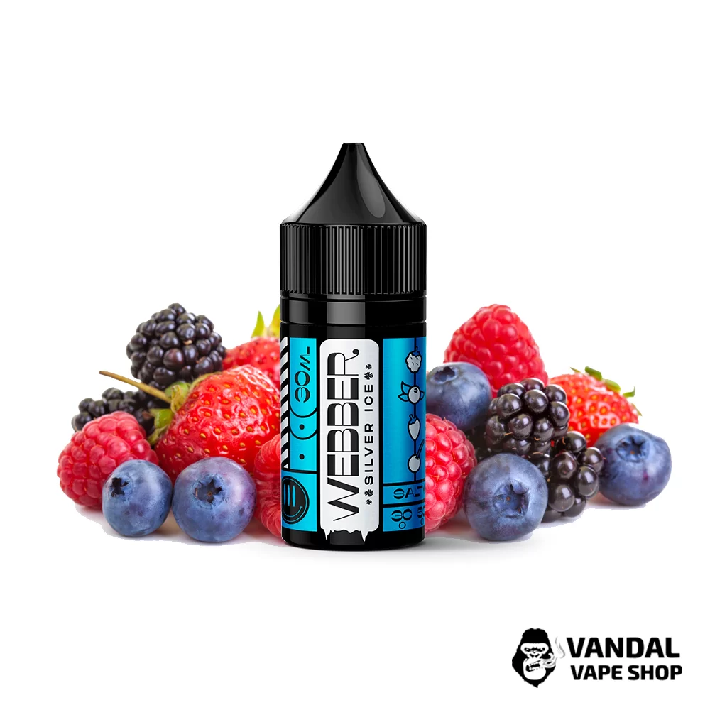ЖИДКОСТЬ Webber SILVER ICE - Berry Cooler 30 мл 30 мг - со вкусом Ягодного наслаждения Вишни, Клубники и Малины, дополненного вкраплением Черники ЖИДКОСТЬ Webber SILVER ICE - Berry Cooler 30 мл 30 мг - со вкусом Ягодного наслаждения Вишни, Клубники и Малины, дополненного вкраплением Черники