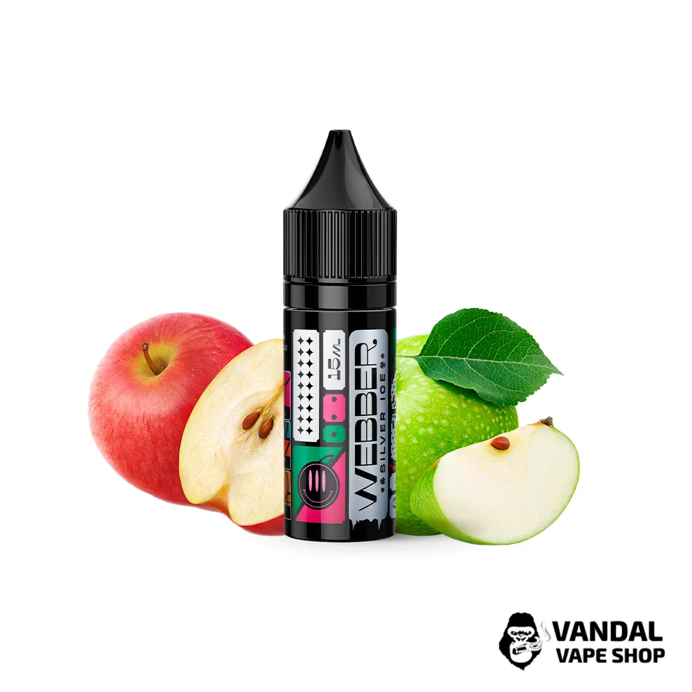 ЖИДКОСТЬ Webber SILVER ICE - Double Apple 15 мл 50 мг - со вкусом микса яблока ЖИДКОСТЬ Webber SILVER ICE - Double Apple 15 мл 50 мг - со вкусом микса яблока