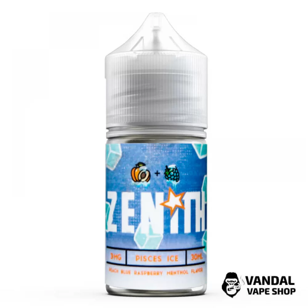 Преміальна сольова рідина Zenith Salt Pisces Ice 30 мл, 25 мг зі смаком персика та блакитної малини з холодком
