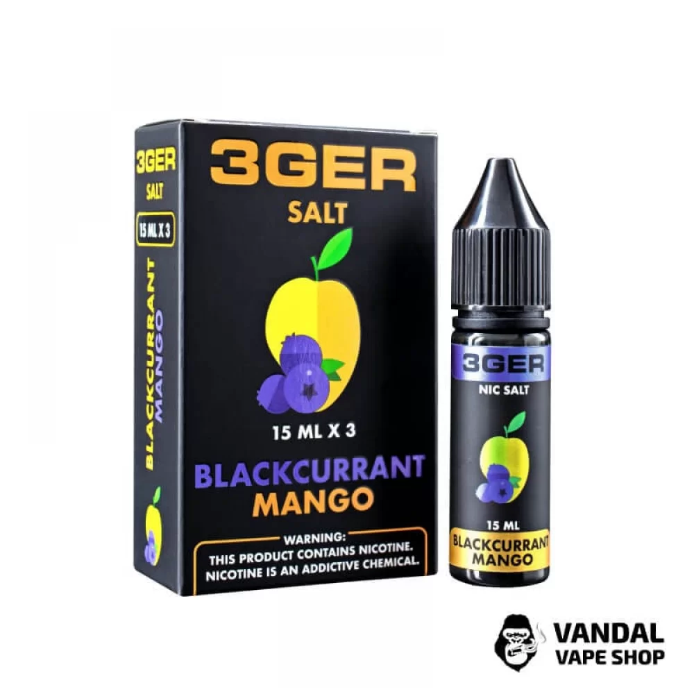РІДИНА 3Ger Salt - Blackcurrant Mango 15 мл 25 мг НА СОЛЬОВОМУ НІКОТИНІ З СМАКОМ манго і смородини