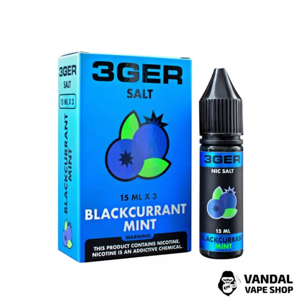 РІДИНА 3Ger Salt - Blackcurrant Mint 15 мл 25 мг НА СОЛЬОВОМУ НІКОТИНІ З СМАКОМ чорної смородини і асаї