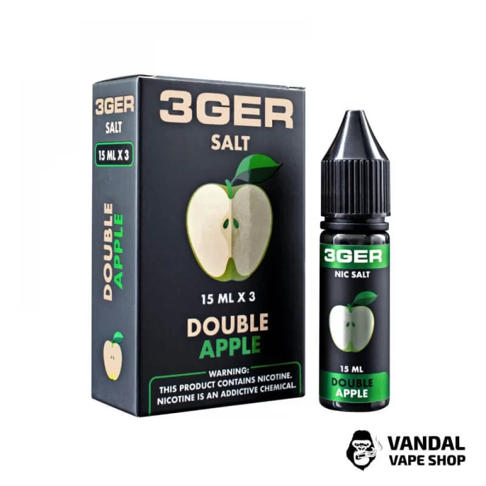 РІДИНА 3Ger Salt - Double Apple 15 мл 25 мг НА СОЛЬОВОМУ НІКОТИНІ З СМАКОМ соковитого яблука РІДИНА 3Ger Salt - Double Apple 15 мл 25 мг НА СОЛЬОВОМУ НІКОТИНІ З СМАКОМ соковитого яблука