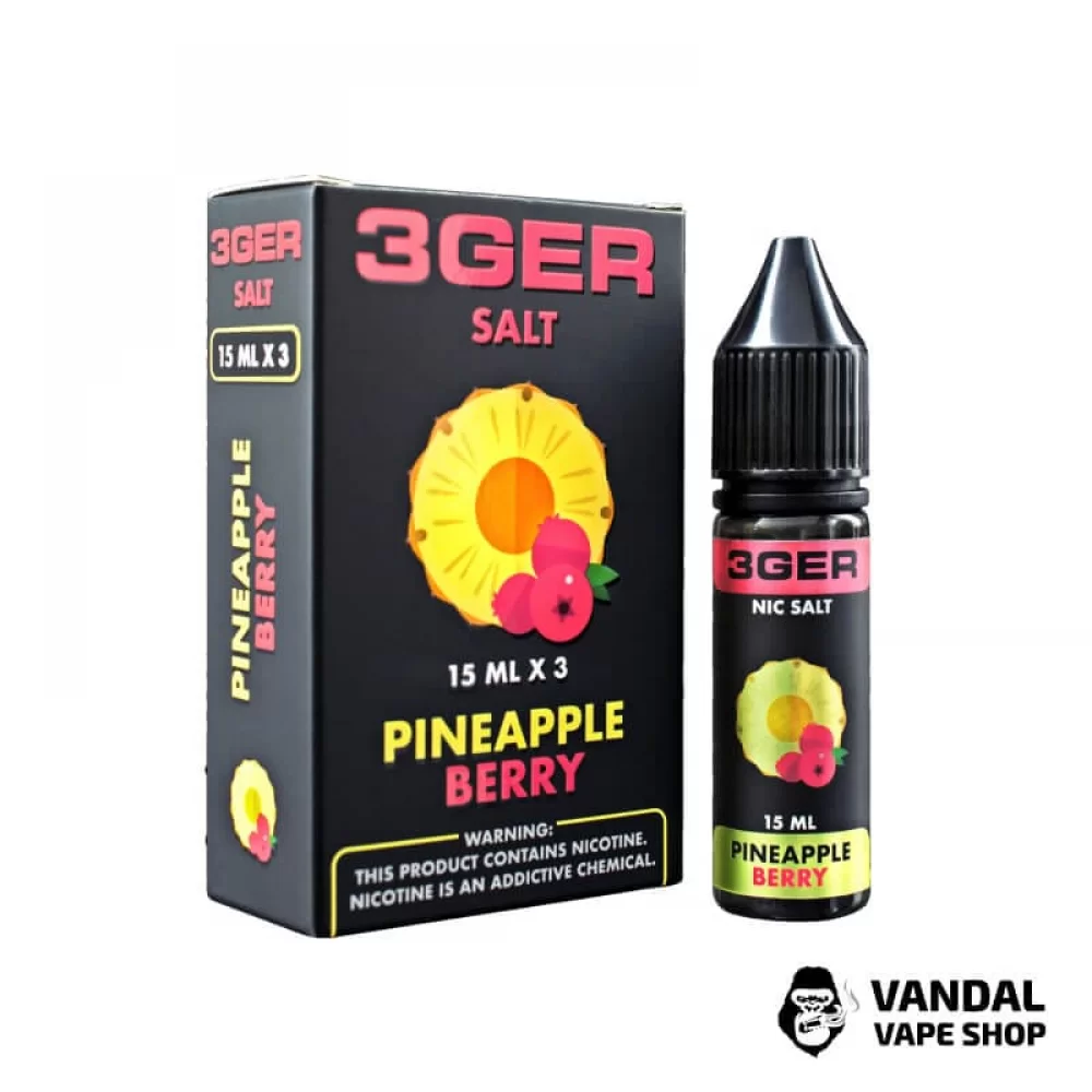 ЖИДКОСТЬ 3Ger Salt - Pineapple Berry 15 мл 35 мг НА СОЛЕВОМ НИКОТИНЕ СО ВКУСОМ ананаса и ягод ЖИДКОСТЬ 3Ger Salt - Pineapple Berry 15 мл 35 мг НА СОЛЕВОМ НИКОТИНЕ СО ВКУСОМ ананаса и ягод