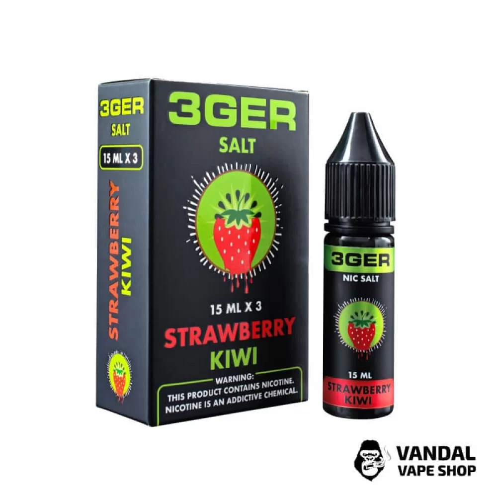 ЖИДКОСТЬ 3Ger Salt - Strawberry Kiwi 15 мл 25 мг НА СОЛЕВОМ НИКОТИНЕ СО ВКУСОМ клубники и киви