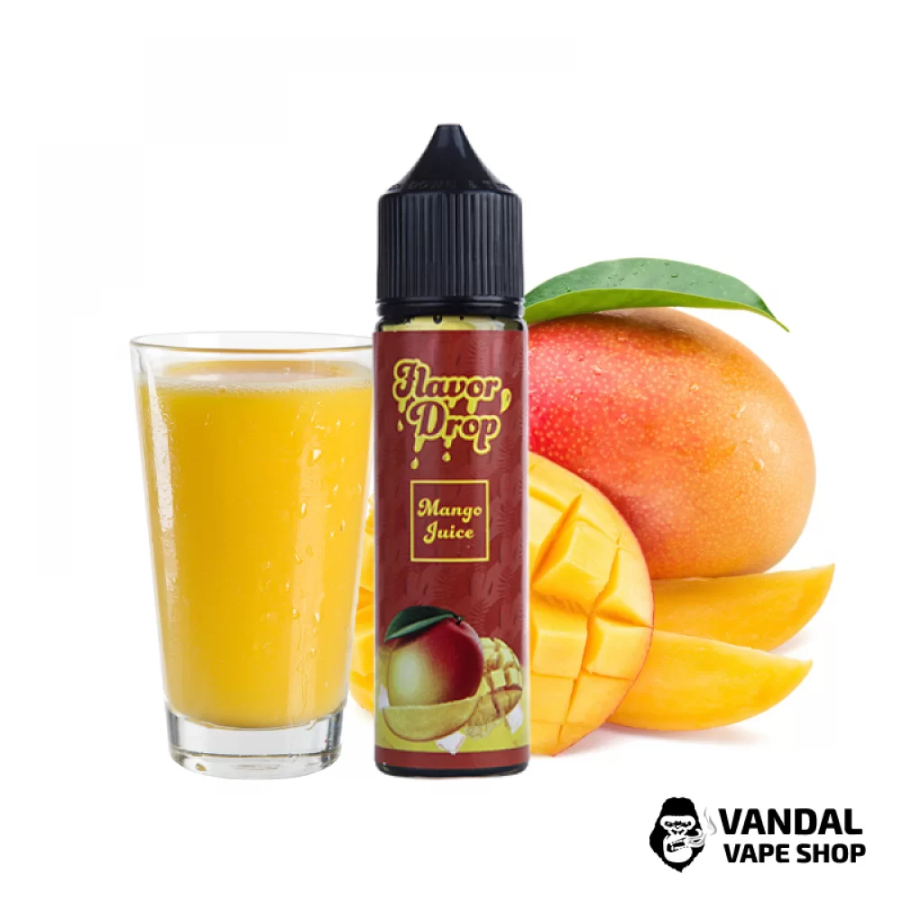 Рідина Flavor Drop 60 мл 1,5 мг на органічному нікотині зі смаком соку манго Рідина Flavor Drop 60 мл 1,5 мг на органічному нікотині зі смаком соку манго