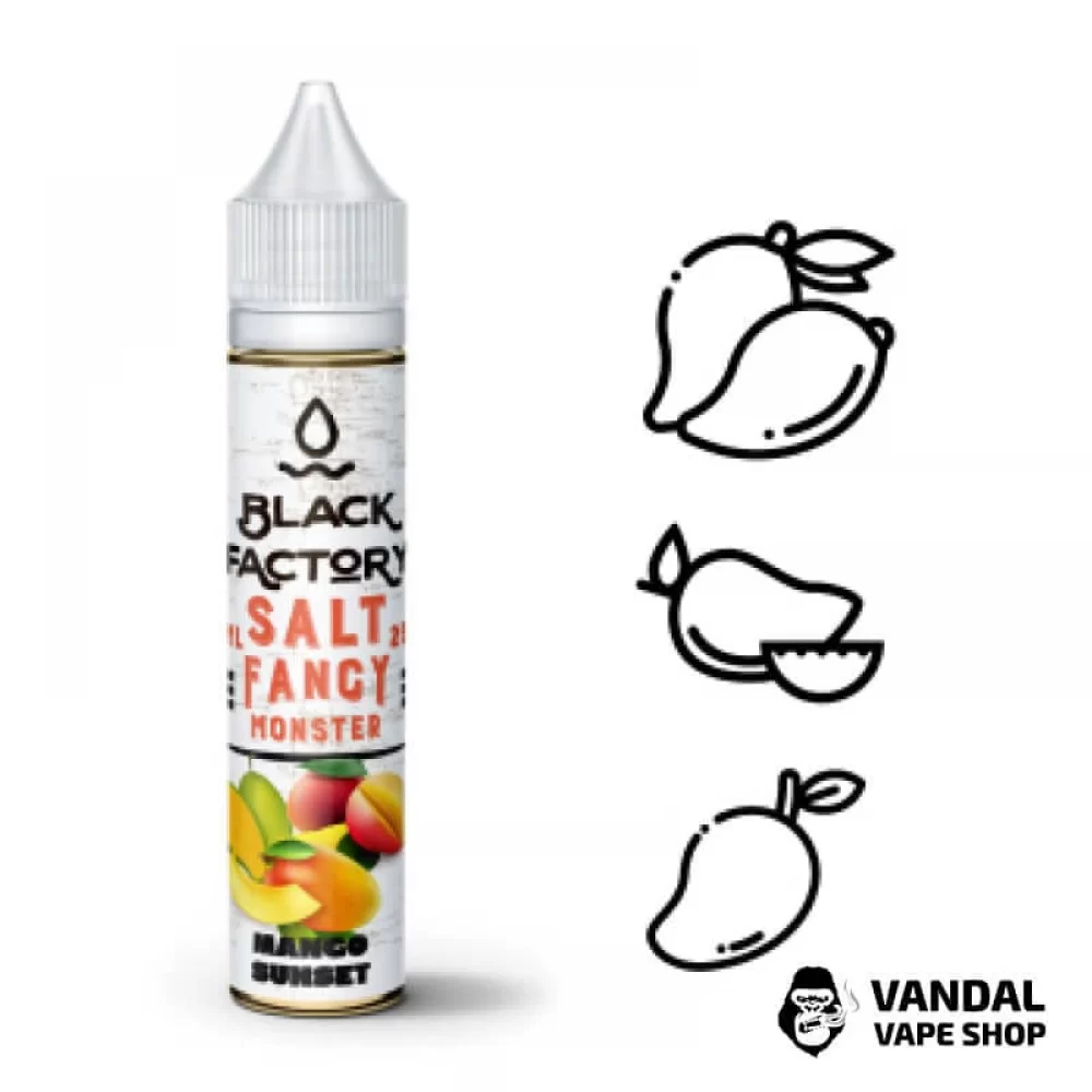 ЖИДКОСТЬ FANCY MONSTER (BLACK FACTORY) SALT - Mango Sunset 30 МЛ 25 мг НА СОЛЕВОМ НИКОТИНЕ СО ВКУСОМ манго ЖИДКОСТЬ FANCY MONSTER (BLACK FACTORY) SALT - Mango Sunset 30 МЛ 25 мг НА СОЛЕВОМ НИКОТИНЕ СО ВКУСОМ манго