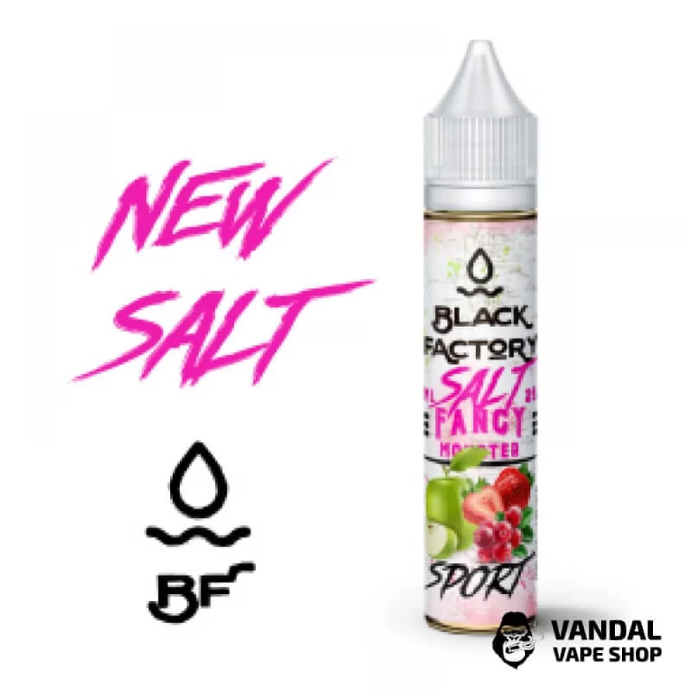 ЖИДКОСТЬ FANCY MONSTER (BLACK FACTORY) SALT - Sport 30 МЛ 25 мг НА СОЛЕВОМ НИКОТИНЕ СО ВКУСОМ клюквы, клубники и яблока