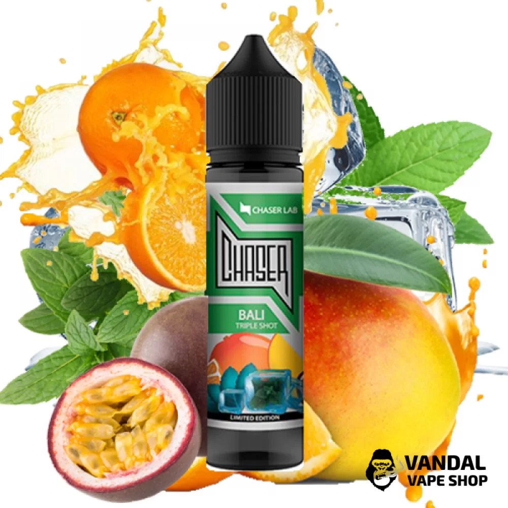 Жидкость Chaser Black Bali Triple Shot 60 мл, 0 мг, на органическом никотине, со вкусом Манго, апельсина и маракуйи с холодком Жидкость Chaser Black Bali Triple Shot 60 мл, 0 мг, на органическом никотине, со вкусом Манго, апельсина и маракуйи с холодком