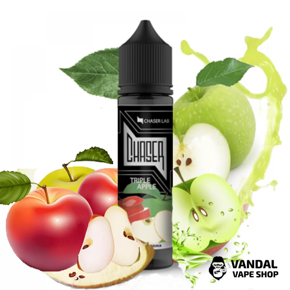 Рідина Chaser Black Triple Apple 60 мл, 6 мг, на органічному нікотині, зі смаком потрійного яблука