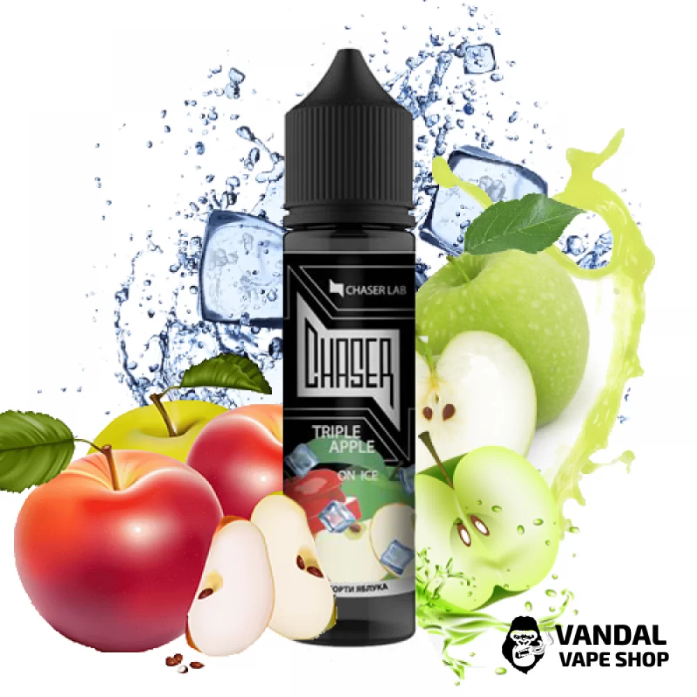 Рідина Chaser Black Triple Apple Ice 60 мл, 1.5 мг, на органічному нікотині, зі смаком потрійного яблука з льодом Рідина Chaser Black Triple Apple Ice 60 мл, 1.5 мг, на органічному нікотині, зі смаком потрійного яблука з льодом
